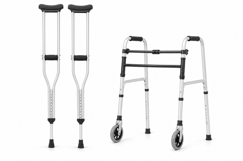 Adjustable Aluminum Crutches + Folding Walker Combo